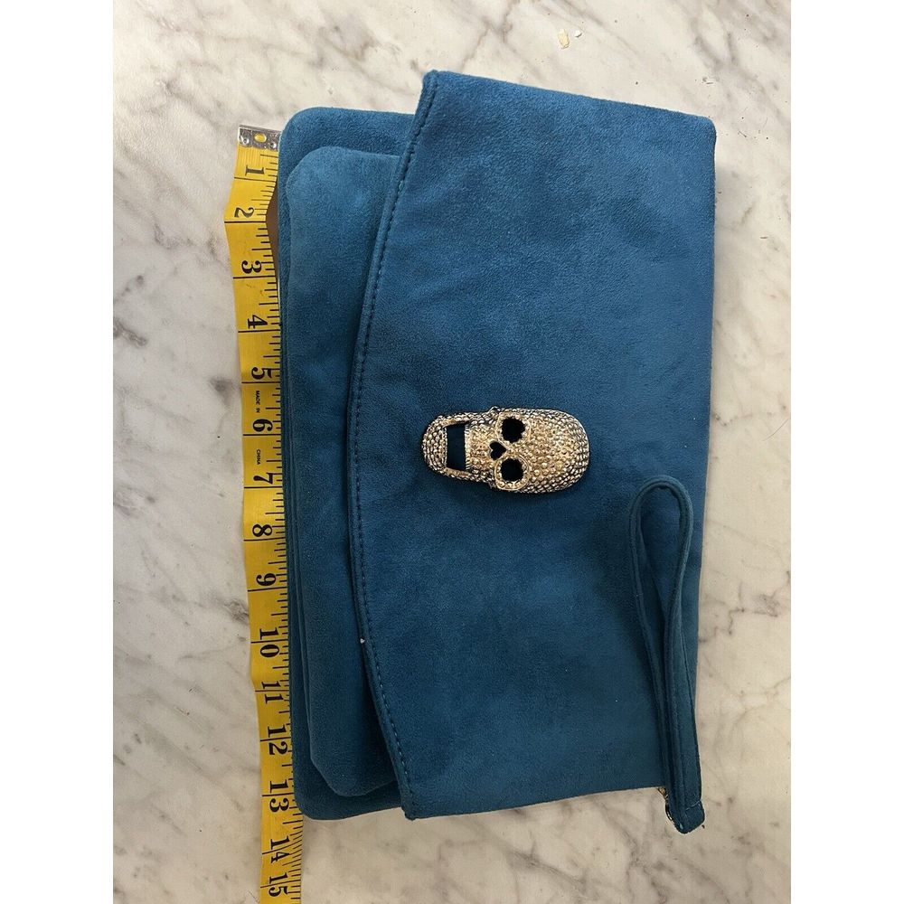Teal Suede Gold Skull Bag Just In Time For Halloween Goth Gothic